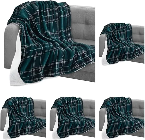 Vista 28 de Elegant Comfort Manta, Manta Reversible de Franela Sherpa, Ultra-Suave, Mullida, Acogedora y Afelpada - Manta Decorativa Ligera para Todas las Gris