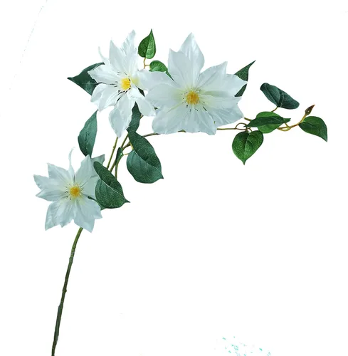 Vista 2 de Silk Clematis - Plantas artificiales de vid, 12 flores, 33 pulgadas, 4 unidades (crema)