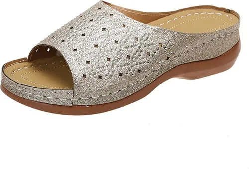 Vista 15 de Ladmiple - Sandalias ortopédicas de cuña para mujer, cómodas sandalias ortopédicas para caminar con soporte de arco 2024
