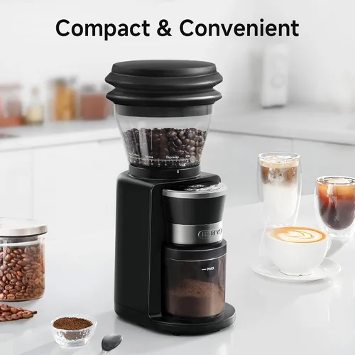 Vista 7 de Molinillo de café eléctrico HIBREW G3, tolva de gran capacidad de 7.4 onzas 40mm Conical Burr 31 Adjustable Settings,Anti-Static Double-Layer Air