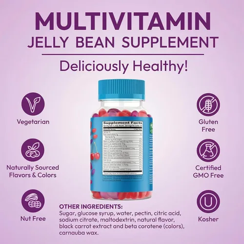 Vista 7 de Human Beanz Gomitas multivitamínicas con zinc para hombres y mujeres, suplementos dietéticos de apoyo inmunológico para adultos, vegetarianos, 120