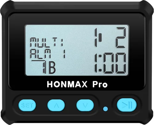 Vista 3 de Temporizador de intervalo profesional 8100 y cronómetro, luz de fondo, carga USB-C, reloj, negro