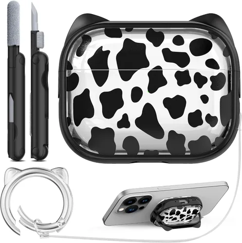 Vista 58 de RFUNGUANGO AirPods Pro Funda Transparente TPU Suave Transparente Blanco