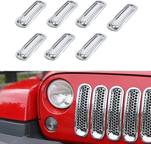 Vista 10 de RT-TCZ Versión de mejora Clip-on Rejilla frontal de malla Insertos compatibles con Jeep Wrangler JK JKU 2007-2015 (Negro mate)
