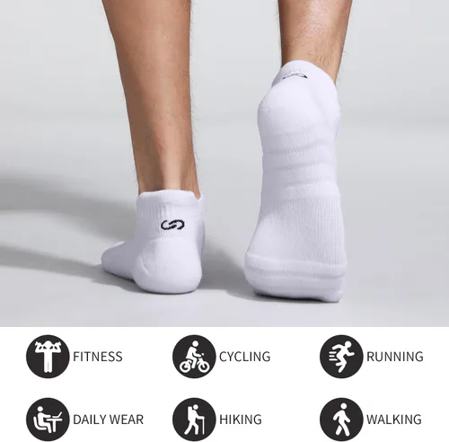Vista 7 de Lapulas Calcetines de tobillo atléticos para correr, corte bajo, acolchados, antiampollas, calcetines deportivos para hombres y mujeres, 6 pares