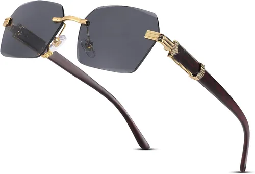 Vista 2 de Pro Acme Gafas de sol rectangulares sin montura para mujer, gafas cuadradas Y2K, sin marco