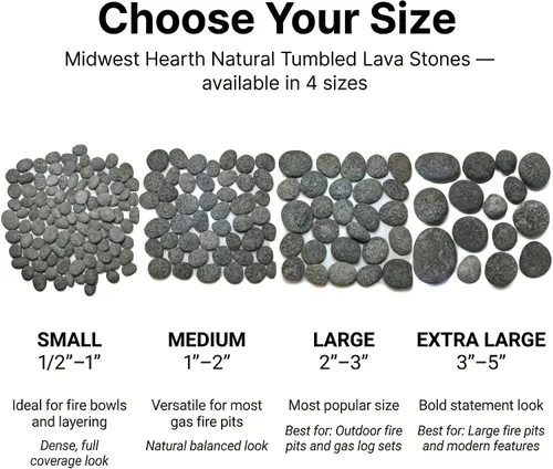 Vista 3 de Midwest Hearth Piedras de lava para chimenea y hoguera de gas (Mediano (1" - 2"))