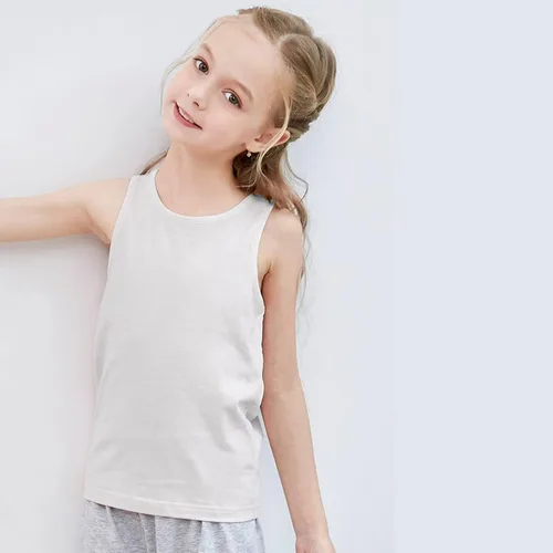 Vista 2 de Paquete de 6 camisetas sin mangas de algodón 100% algodón suave para niños y niñas