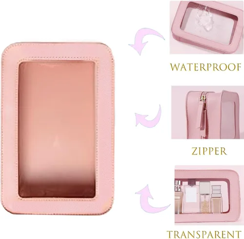 Vista 5 de WMM Bolsa de maquillaje transparente, Negro, Sencillo