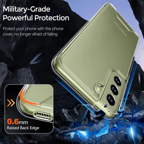 Vista 3 de Rayboen Funda para Samsung Galaxy S21 FE 5G con 2 protectores de pantalla suaves, diseño híbrido transparente, a prueba de golpes, delgada