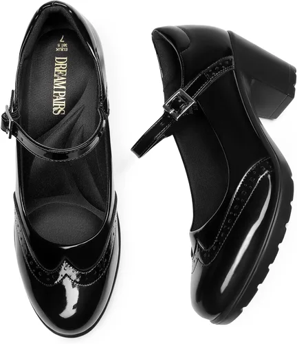 Vista 8 de DREAM PAIRS Zapatos de vestir Oxfords Mary Jane para mujer negro (Black-pat)
