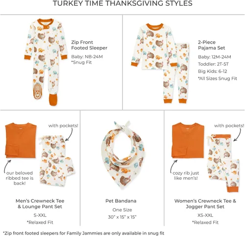 Vista 2 de Burt's Bees Baby Conjuntos de pijamas de Navidad familiares a juego, pijamas de algodón orgánico para niños, niños pequeños, mujeres y adultos