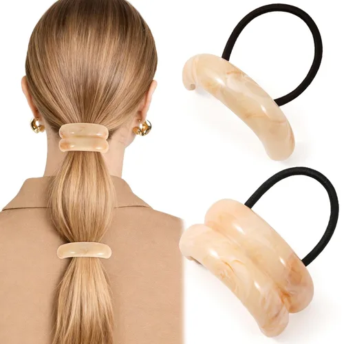 Vista 8 de 2 ligas para el cabello para mujer, ligas elegantes para el cabello sin daños para mujeres, plástico reciclado y elásticos de nailon, elegantes
