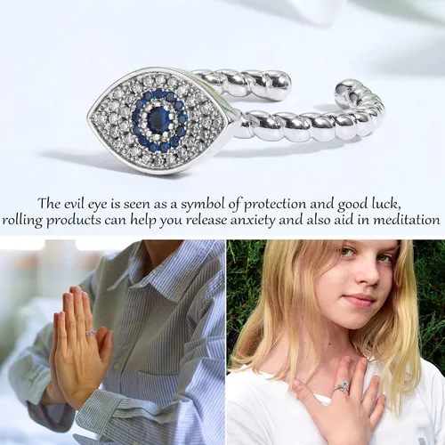 Vista 5 de ZELORES 35 anillos para ansiedad ajustables para aliviar el estrés y la ansiedad anillos apilables de ópalo de girasol para mujeres y hombres