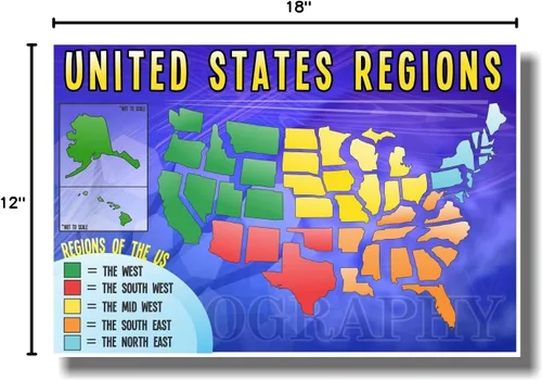 Vista 4 de Regiones de Estados Unidos - NUEVO póster de American Geography