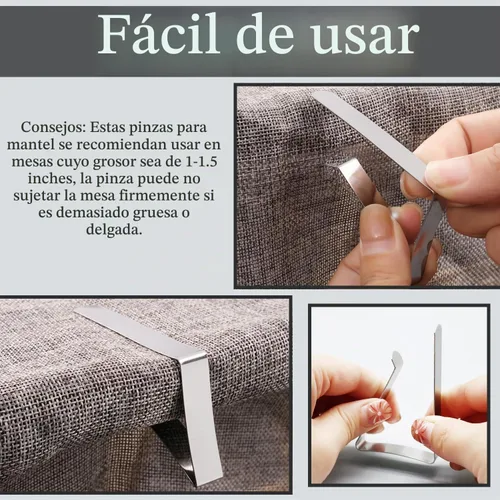 Vista 3 de Paquete de 12 clips para mantel, clips para mantel de picnic, abrazaderas de acero inoxidable, clips de mesa para restaurante, picnic, carpas 12