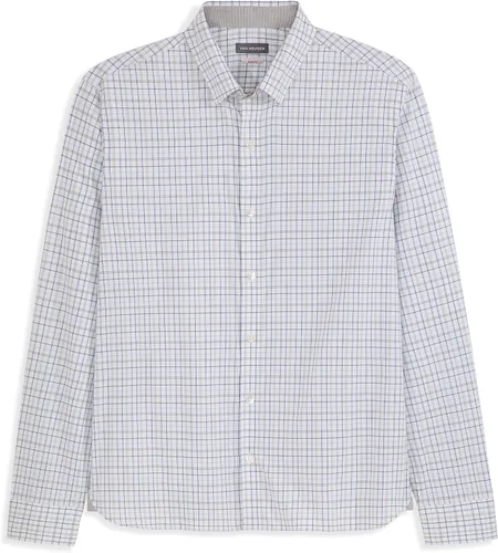 Vista 14 de Van Heusen Camisa de Hombre de Ajuste Clásico con Protección contra Manchas Never Tuck Elástica Lisa de Botones Bel Air Azul