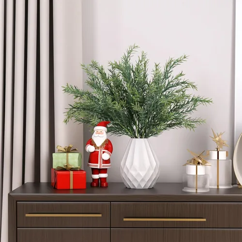Vista 7 de EDIMENS 3 paquetes de ramas artificiales de cedro de 22.4 pulgadas, tallos sintéticos de cedro de Navidad, ramas de vegetación de hojas sintéticas