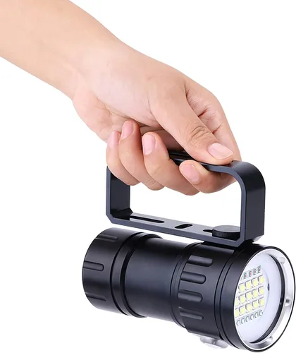 Vista 5 de Luz de buceo, linterna de buceo 18000 lúmenes IPX8 impermeable buceo antorcha buceo luces de buceo 1,640.4 ft subacuática LED linterna sumergible