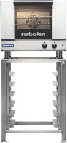 Vista 8 de Moffat Turbofan E22M3 - Horno de convección eléctrico de tamaño medio con soporte, doble pila, control manual