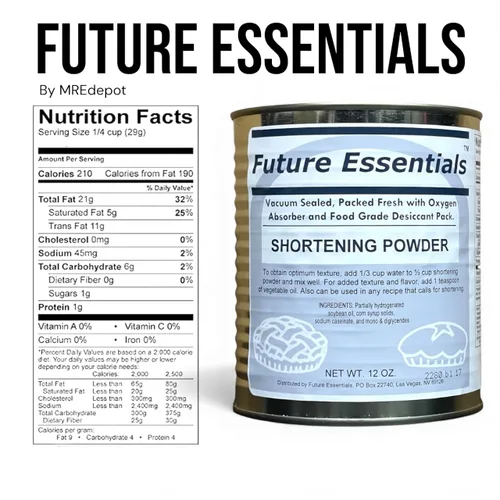 Vista 2 de Future Essentials Polvo de acortamiento enlatado Grasa de cocción estable para freír, emergencia y uso diario, larga vida útil y fabricada