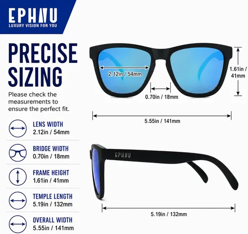 Vista 5 de EPHIU Polarized Sports Sunglasses for Men Women Lightweight TR90 Running Sunglasses with UV400 TAC Lenses for Cycling Fishing