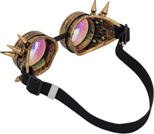 Vista 69 de Gafas caleidoscopio para raves trippy psicodélico steampunk con lentes de cristal de difracción de prisma arcoíris