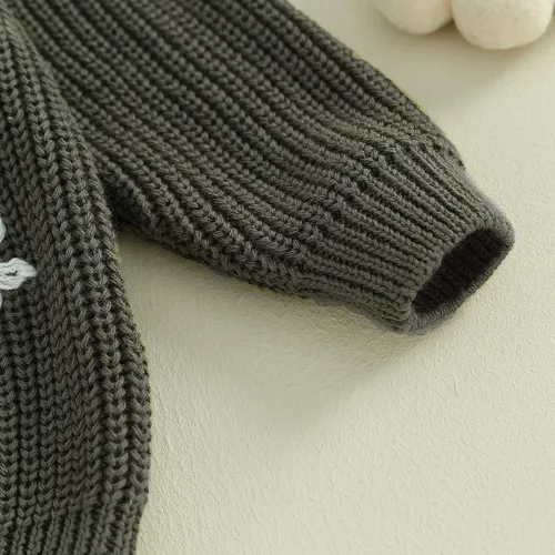 Vista 6 de Karwuiio - Suéter de punto para bebé, niña, niño, cuello redondo, manga larga, sudadera para otoño e invierno