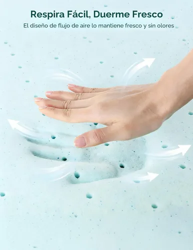 Vista 5 de BABELIO Colchón transpirable para cuna, de doble cara, espuma viscoelástica, impermeable, funda extraíble y lavable a máquina, para niños pequeños