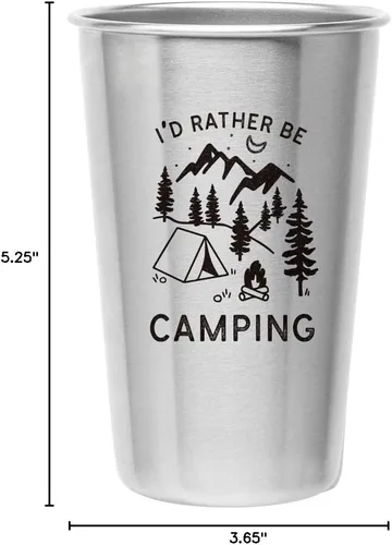 Vista 8 de Taza de acero inoxidable Rather Be Camping (16 onzas) – Taza de regalo divertida para hombres al aire libre – Regalo de casa rodante, idea