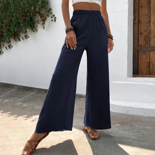 Vista 3 de Womens Dress Yoga Pants Trendy Pleated Wide Leg High Waist Elastic Sweatpants Work Business Fashion Court