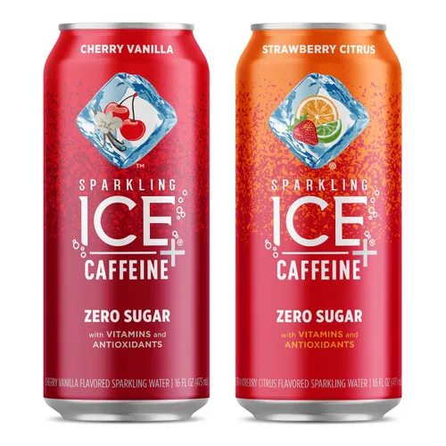 Vista 8 de Sparkling Ice + agua gaseosa de frambuesa negra con cafeína, con antioxidantes y vitaminas, azúcar cero, latas de 16 fl oz (paquete de 12) y agua
