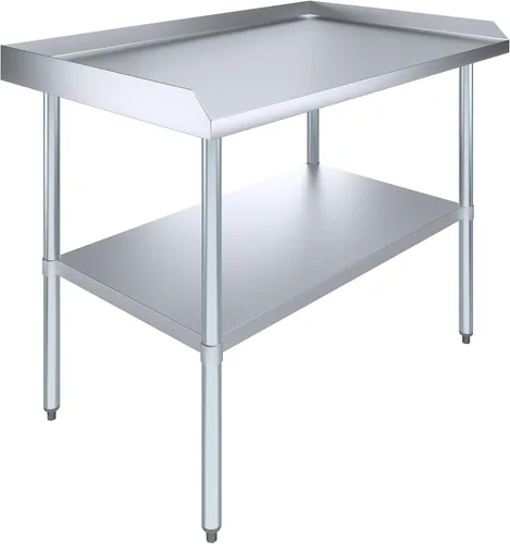 Vista 9 de AmGood Mesa de trabajo comercial con protector contra salpicaduras y protectores laterales contra salpicaduras Altura: 35" Mesa de preparación
