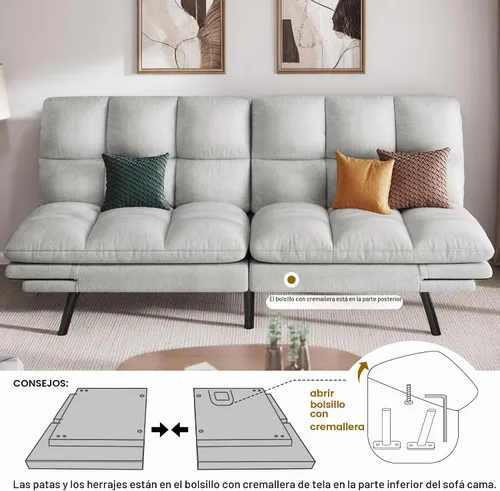 Vista 4 de YITAHOME Convertible Futon Sofa Bed,70" Folding Futon Couch
