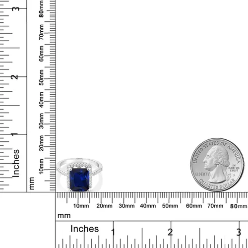 Vista 5 de Gem Stone King Anillo de compromiso de plata de ley 925 con piedra natal Corte esmeralda de 0.394 x 0.315 in Anillo de compromiso de boda