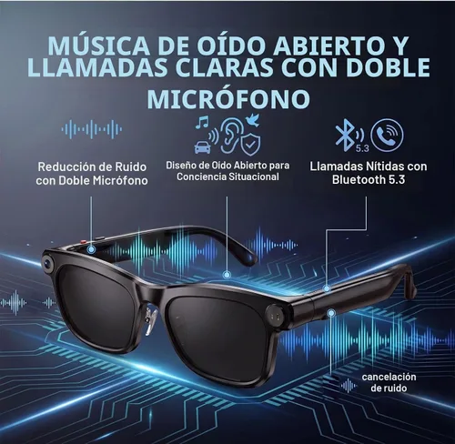 Vista 8 de Lentes inteligentes AI con cámara, gafas de cámara HD de 8 MP
