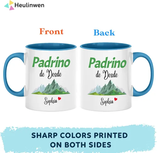 Vista 5 de Juego personalizado de Bautizo Recuerdos Juego De 2 Tazas 2024, Padrinos De Bautizo Propuesta Set 2 Tazas Café 11Oz, Para Niño, Niña, Propuesta