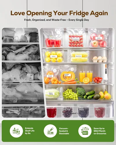 Vista 7 de Sellador al vacío de mano compacto para alimentos con 20 bolsas 2-Blanco