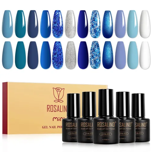 Vista 16 de ROSALIND Esmalte de uñas de gel de ojo de gato con imán, 12 piezas, esmalte de uñas de gel brillante holográfico púrpura azul rojo, esmalte de uñas