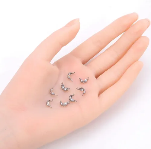 Vista 2 de 300 piezas Adabele 304 de acero inoxidable Clamshell Calotte Bead Tips