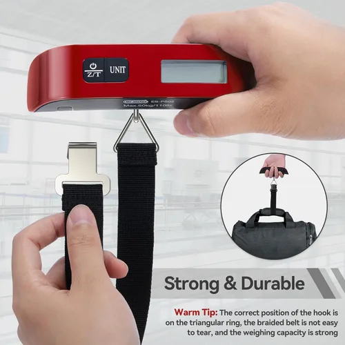 Vista 7 de Dr.meter - Báscula de equipaje con retroiluminación LCD PS02 de 110 libras110.2 lbs, equilibrio electrónico, accesorios de viaje postales digitales