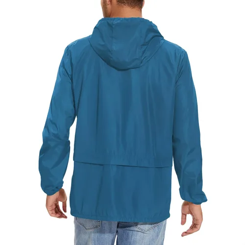 Vista 3 de American Trends Chubasquero para hombre impermeable con capucha para hombre, chaqueta rompevientos, abrigo de lluvia