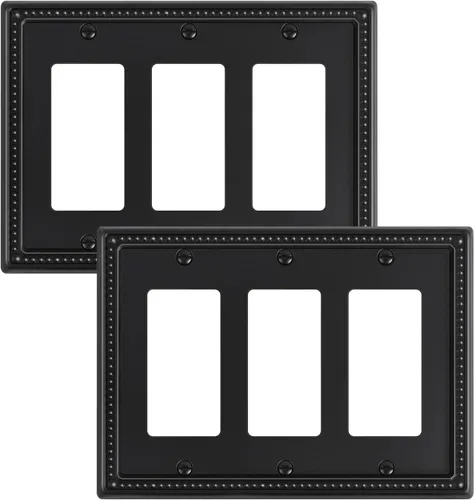 Vista 102 de Paquete de 2 cubiertas de placa de interruptor de luz de doble palanca, cubiertas decorativas de placa de doble interruptor Pearls, placa de pared