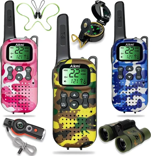 Vista 8 de Walkie Talkies para niños, juguetes, regalos para niños, radio de 2 vías de largo alcance para niños de 5 años en adelante, ideal para acampar