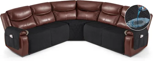 Vista 24 de KinCam Fundas impermeables para sofá modular reclinable, fundas de sofá reclinable de gran tamaño para sofá en forma de L, funda de sofá Chocolate