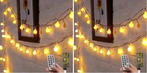 Vista 13 de Minetom Guirnalda de luces con forma de globo, 33 pies, 100 luces LED enchufables, 8 modos con control remoto, mini luces de globo para interiores