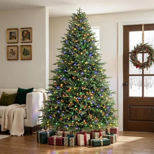 Vista 6 de SHareconn Árbol de Navidad artificial preiluminado de 7.5 pies con luces que cambian
