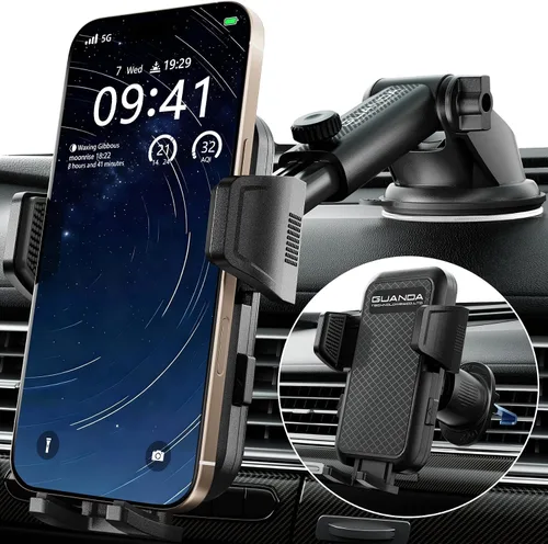Vista 8 de Soporte ajustable para parabrisas de automóvil, soporte de tablero de ventosa para todos los teléfonos celulares, (+ gancho de ventilación)