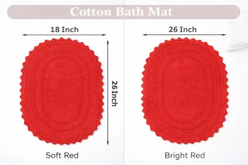 Vista 5 de Royal Blaze Tapete de baño de algodón rojo, reversible, pequeño ovalado de 18 x 26 pulgadas, lavable y decorativo
