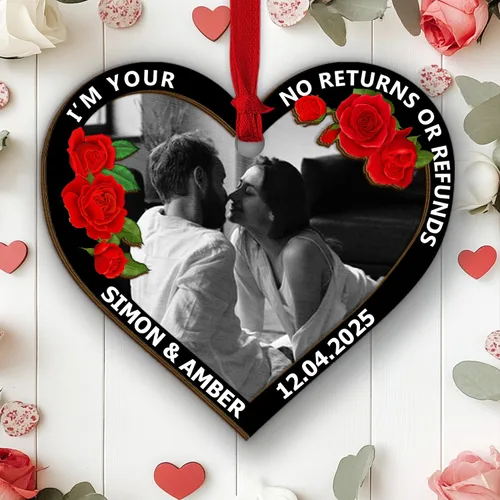 Vista 25 de Adorno personalizado para el primer aniversario, recuerdo romántico de corazón de cerámica con nombres y año, regalo para parejas, decoración única